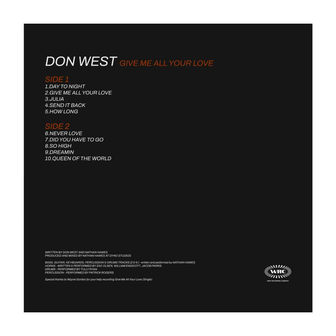 DON WEST - Give Me All Your Love - Digital Download